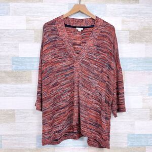 Pure J Jill Drapey Kimono Sleeve Sweater Orange Blue Womens Large Petite LP